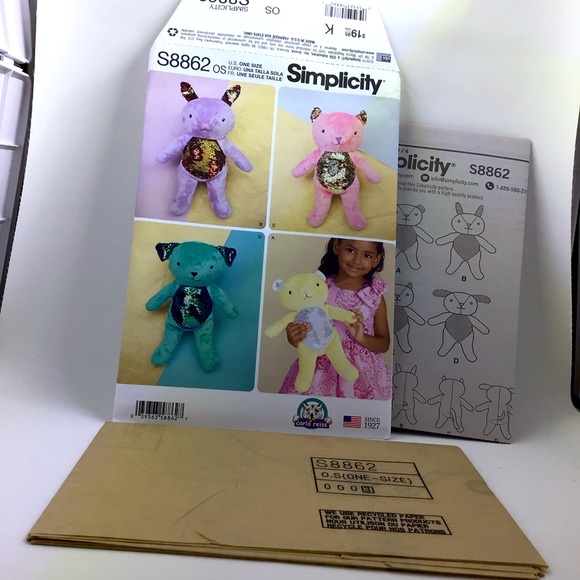 SIMPLICITY PATTERN 8862 - Stuffed Animals - Picture 5 of 7